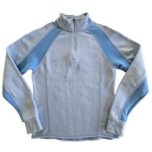 LL Bean Pullover Womens M Blue Fleece Jacket Quarter Zip Casual Outdoors Hiking